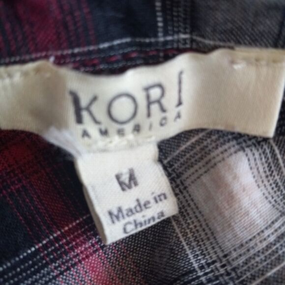 Kori America Medium Plaid Tunic Dress-Collared-Pockets-Lace Up Bodice-Roll Tab - Picture 7 of 8